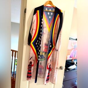 NATIVE AMERICAN, Ladies, Colorful Graphic Long Duster Kimono LARGE. NEW